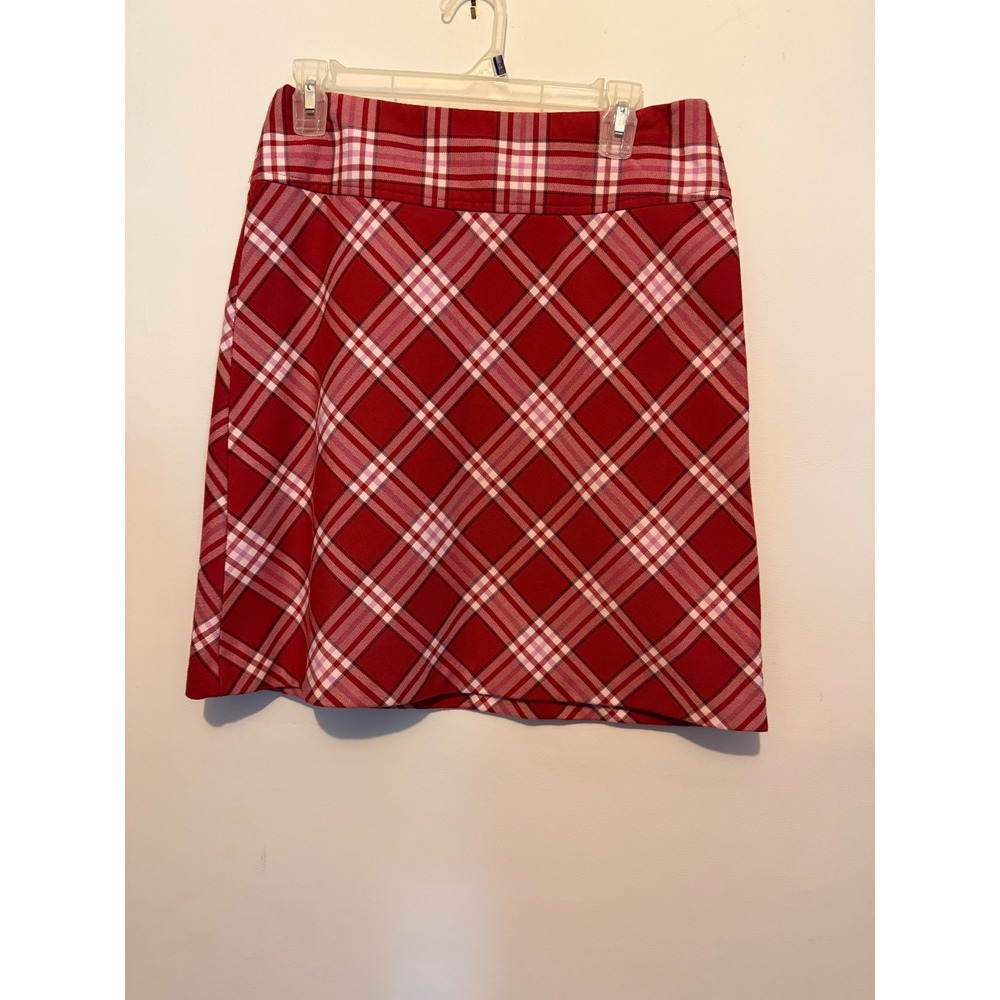 Tangents Vintage Y2K Red Plaid Mini Skirt Side Zip Stretch Schoolgirl Size 5/6 - Picture 7 of 8